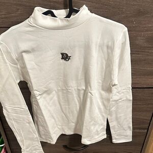 White Turtleneck thermal Top with Logo size S